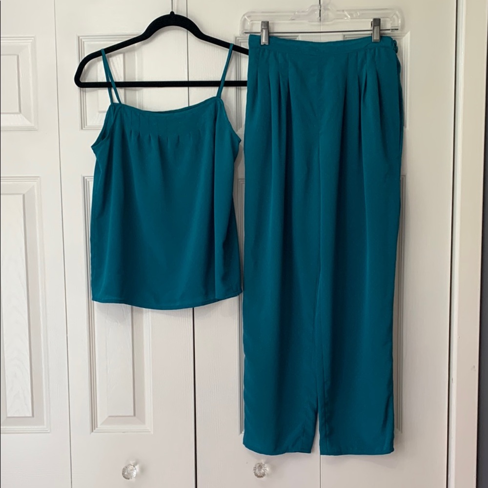 Two piece Set Pants and Top Size Small Teal Homemade